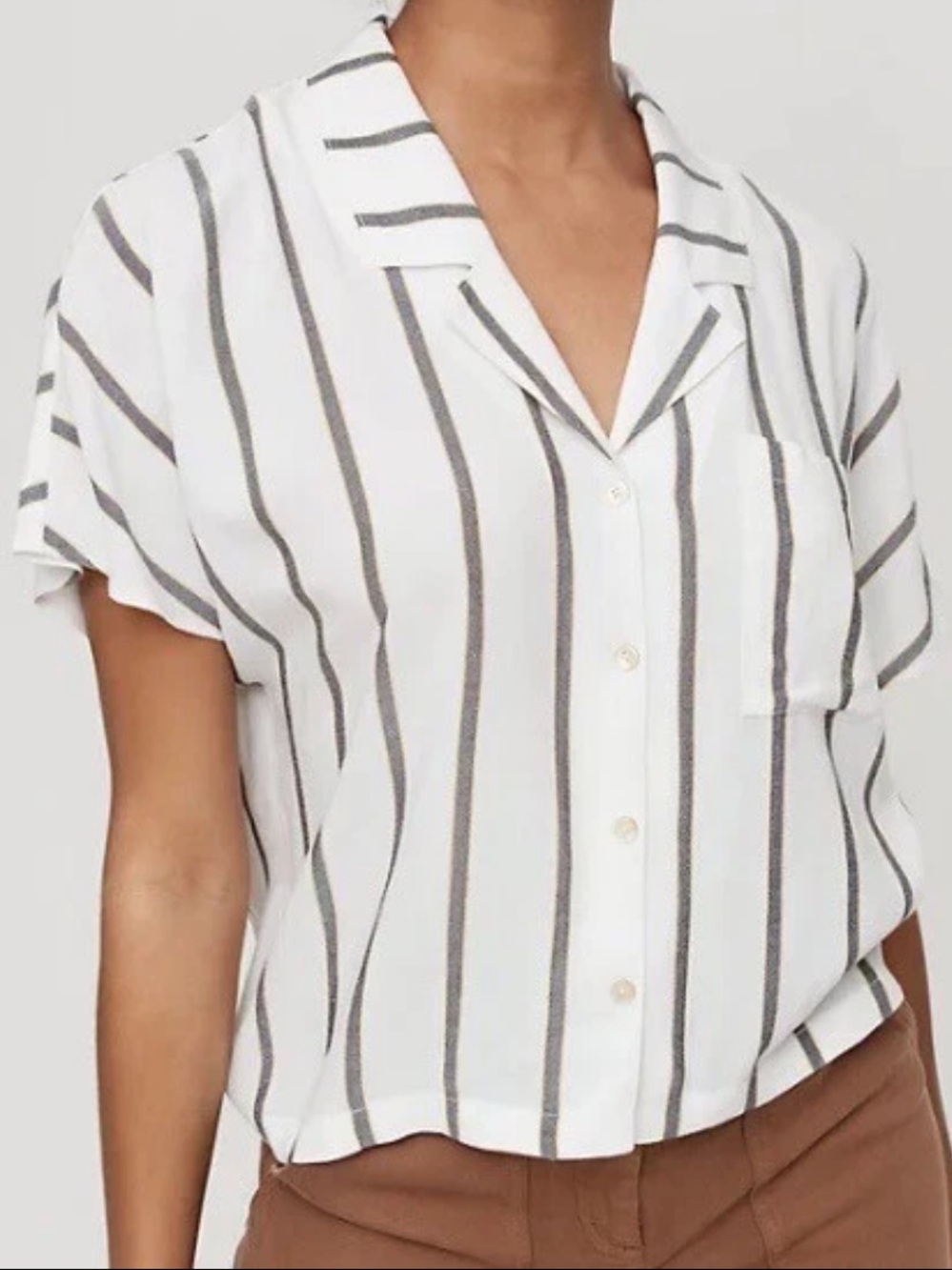 Wilfred Free Shawna Shirt (White with Vertical Navy Stripes)